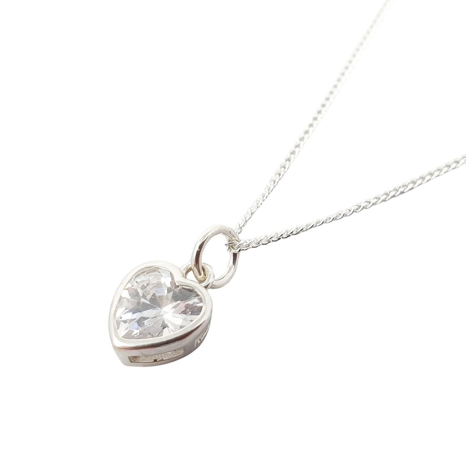 Women’s Grey / White / Silver Mini Heart Silver Diamond April Birthstone Necklace Harfi