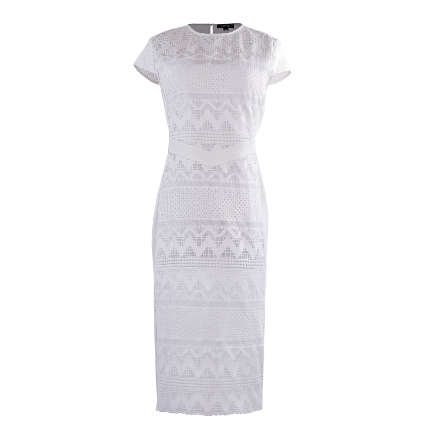 Women’s Tailor Cap Sleeves Lace Dress - White Extra Small Smart and Joy