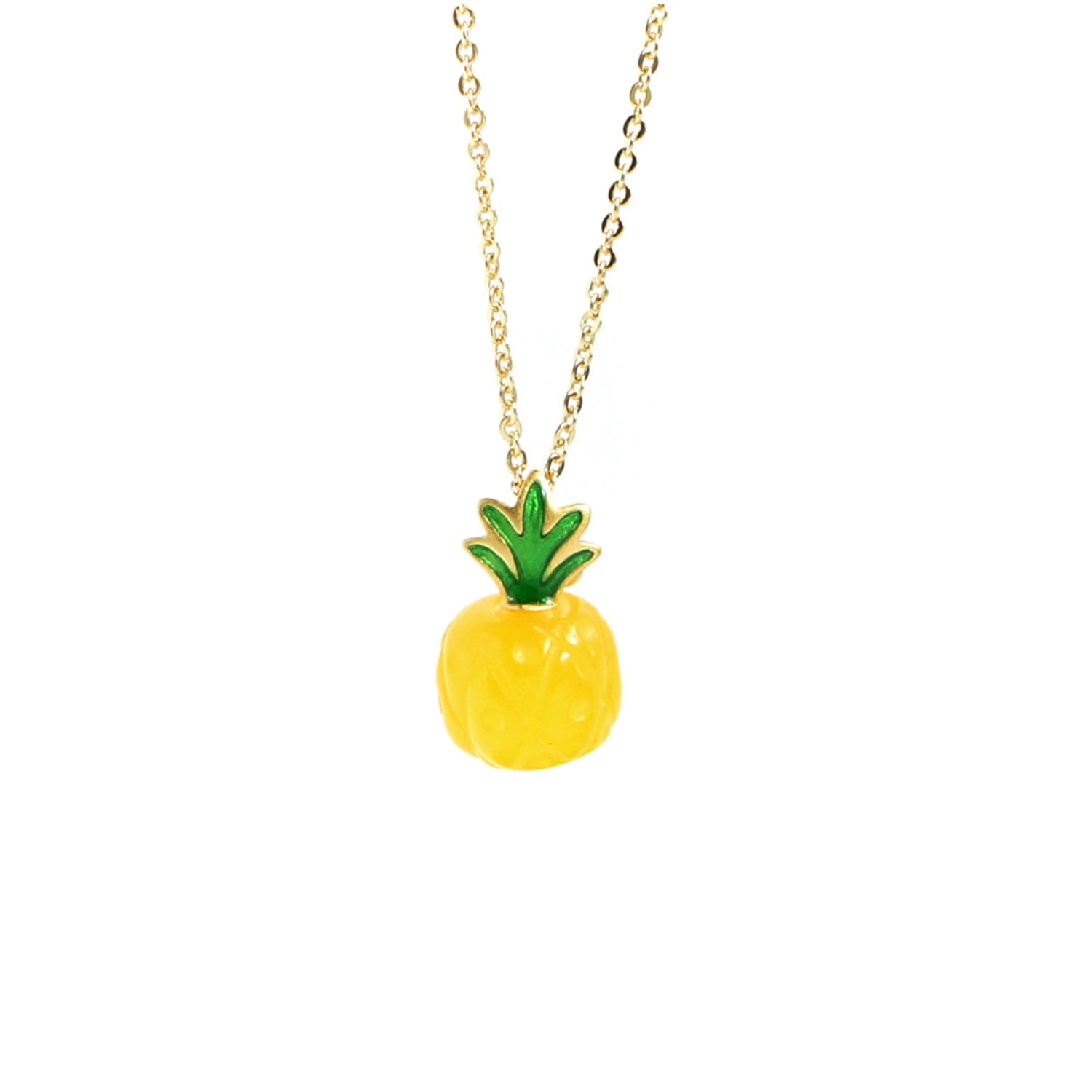 Women’s Yellow / Orange Organic Fruit Pendant Necklace, Jade Pineapple With Enamel I’mmany London