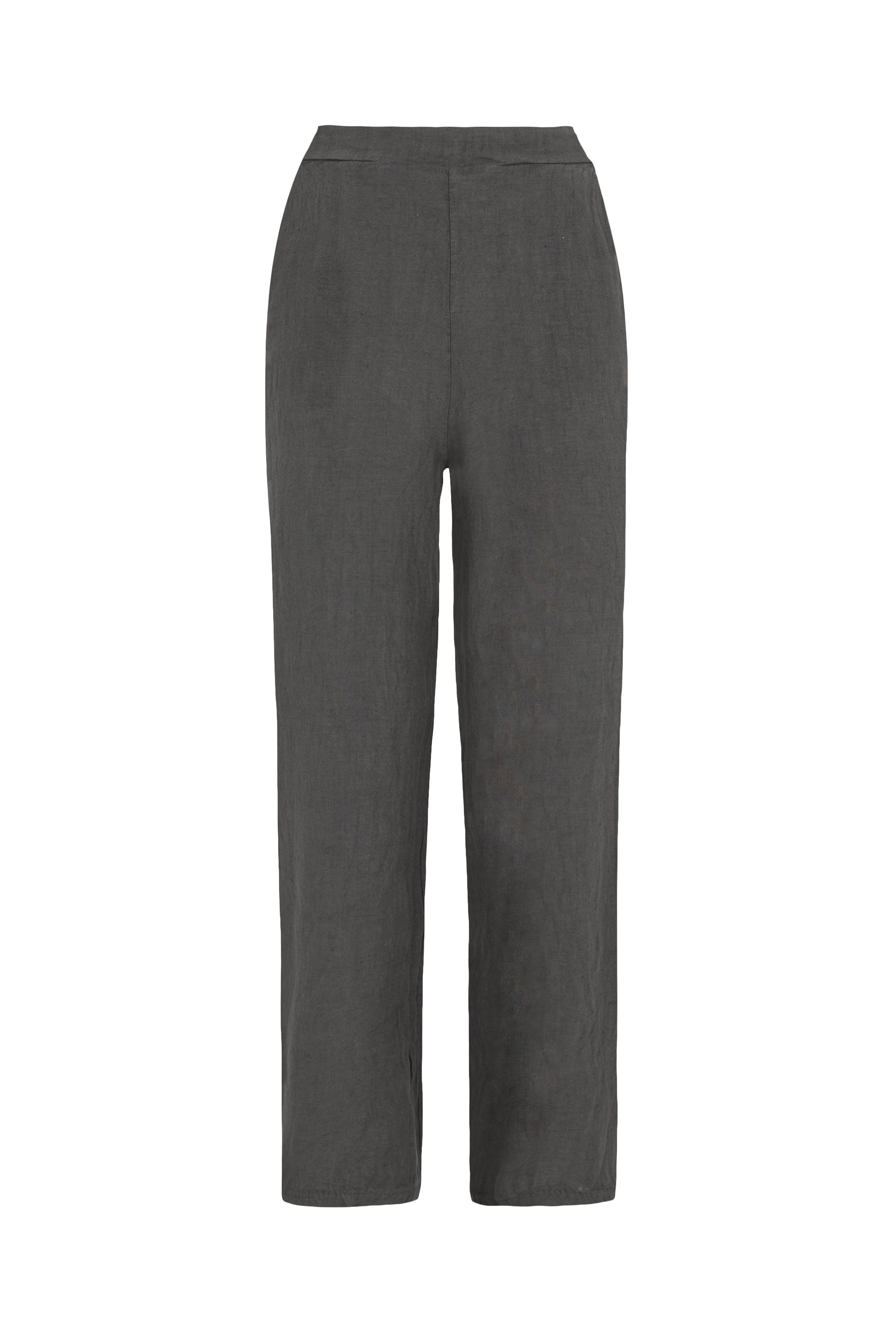 Women’s Grey Wide Leg Linen Trousers - Charcoal Medium James Lakeland