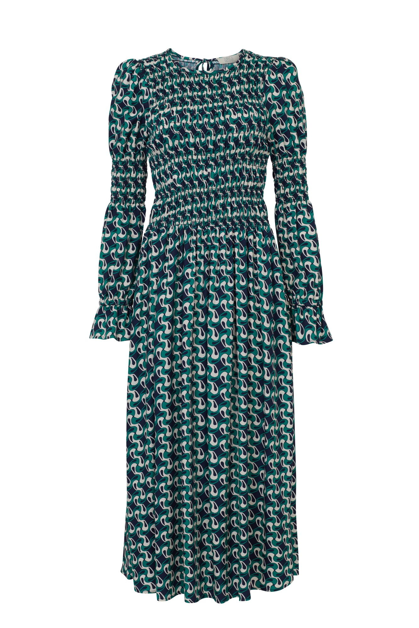 Women’s Green / Blue Alexia Swirl Print Dress Small Mirla Beane
