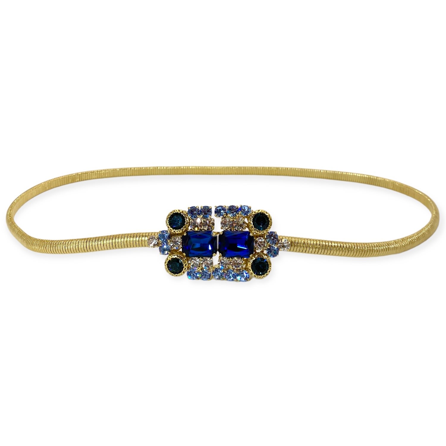 Women’s Gold / Blue Lucrezia Blue Jeweled Belt Small Damapreziosa