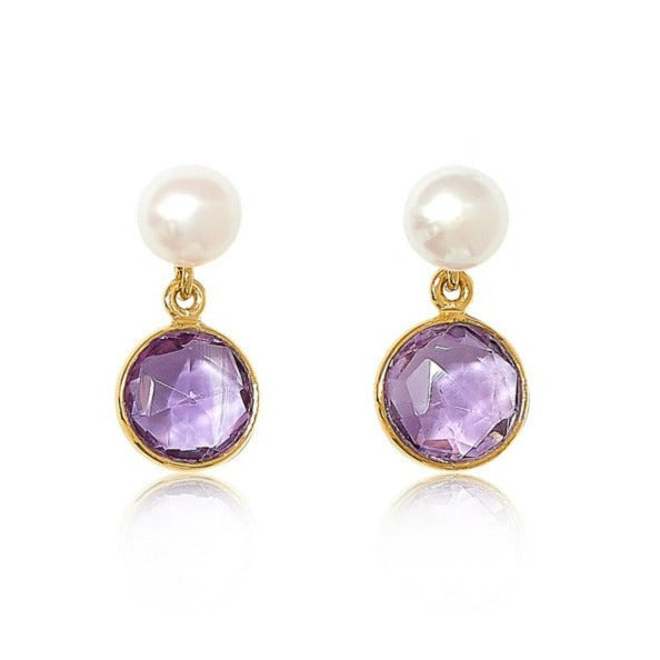 Women’s White / Pink / Purple Nova Amethyst & Cultured Freshwater Pearl Drop Earrings Pearls of the Orient Online