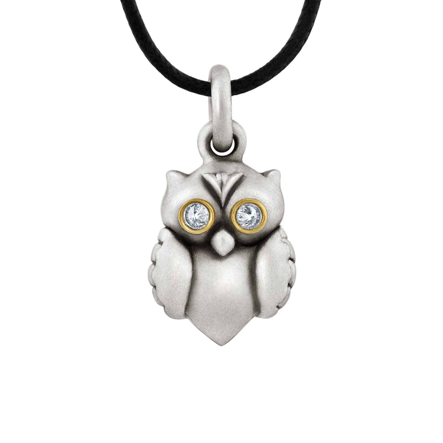 Women’s Owl Pendant In Sterling Silver Gold Diamonds Snake Bones