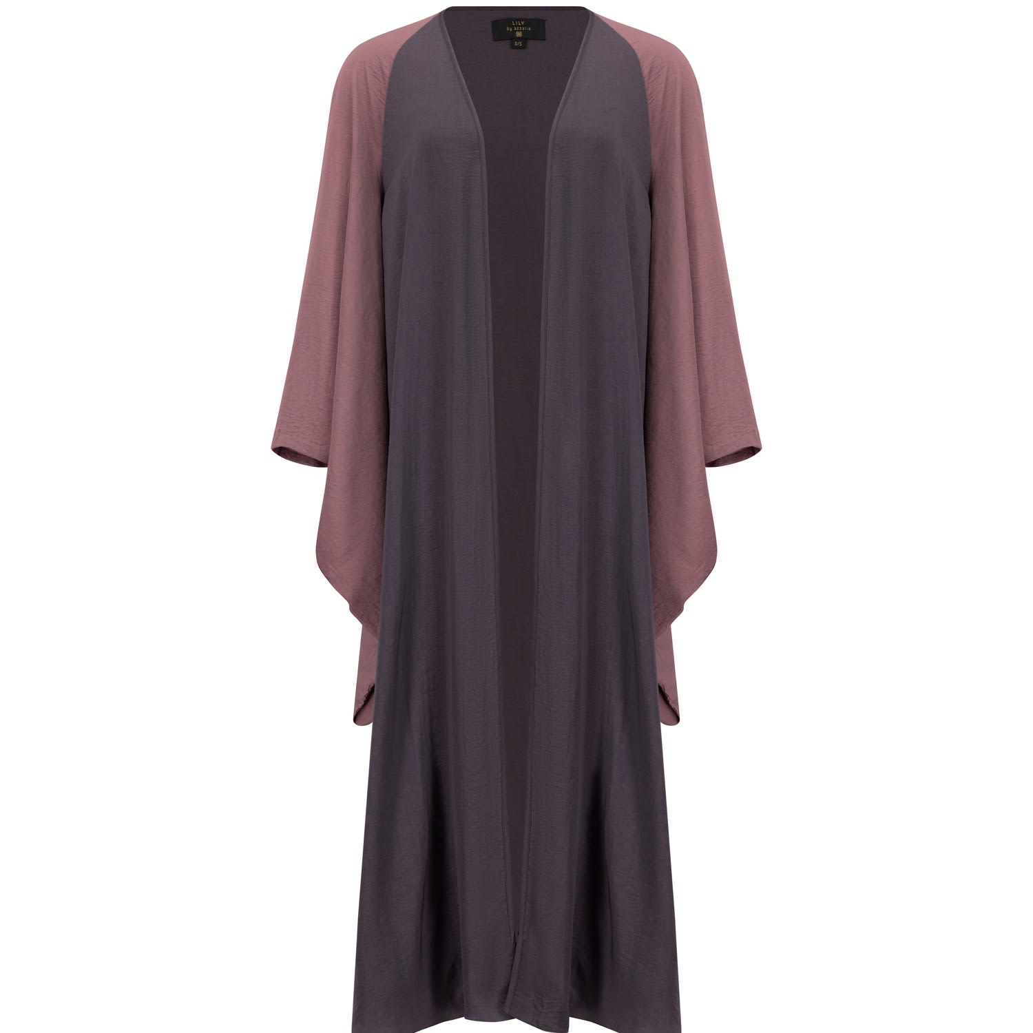Women’s Two Toned Textured Crepe Silk Abaya With Raglan Kimono Sleeve Large Azzalia
