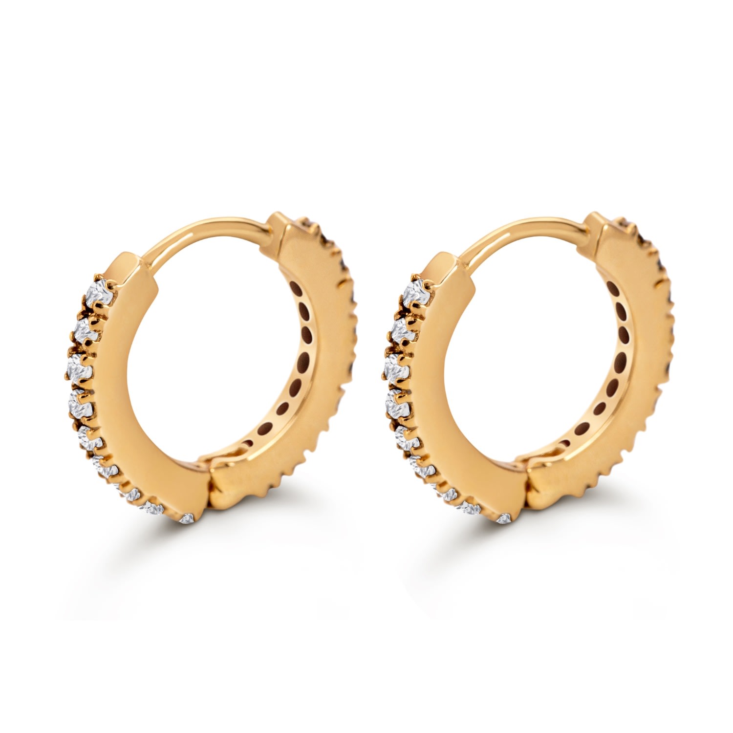 Women’s Gold / White Eco-Fine Huggies Yellow Gold With White Diamonds Cristina Cipolli Jewellery