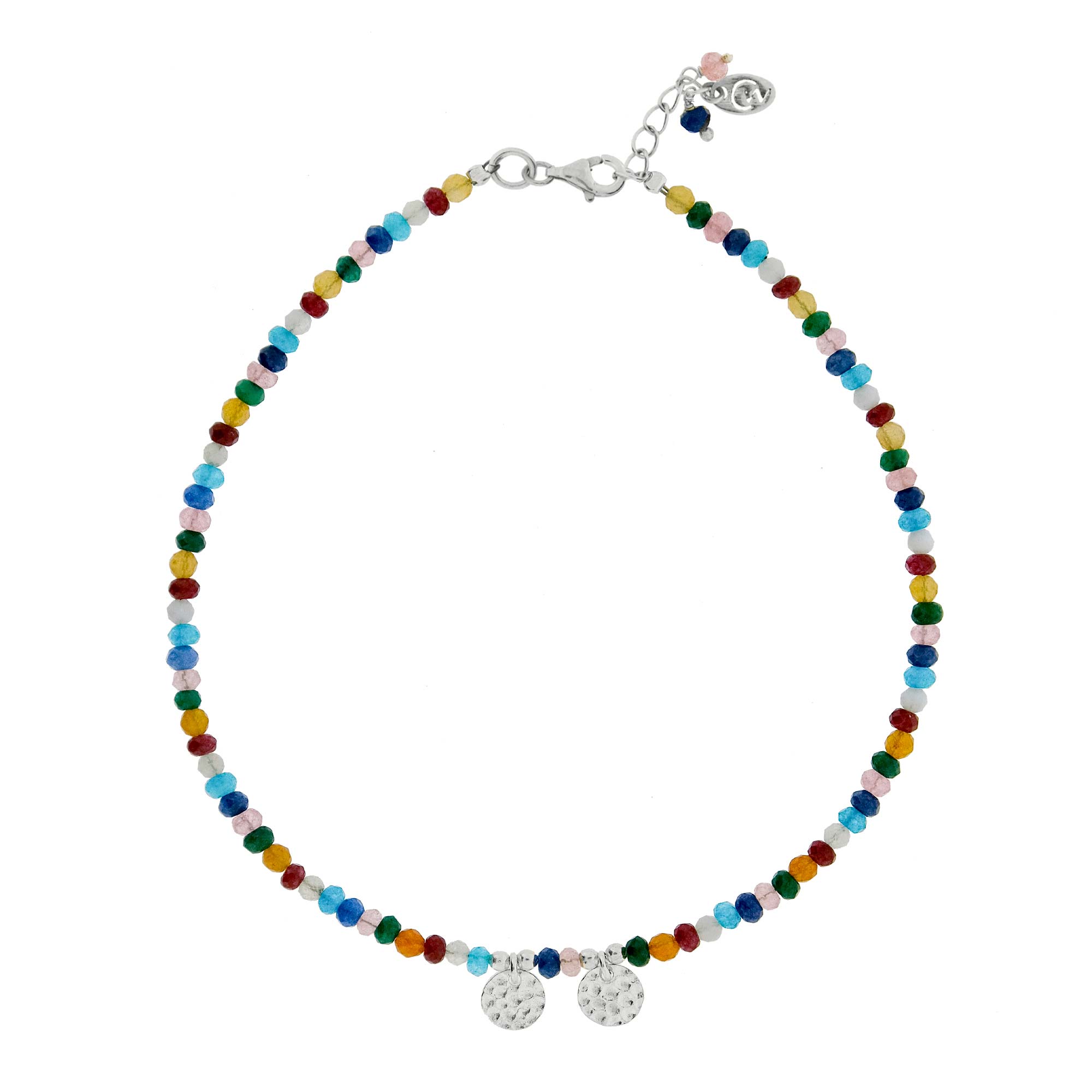 Women’s Pushkar Colours Silver Anklet - Faceted Multi Coloured Quartz Charlotte’s Web Jewellery