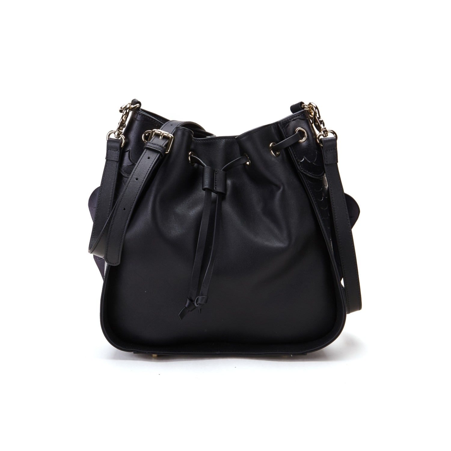 Women’s Carp Bucket Leather Bag Black Bellorita