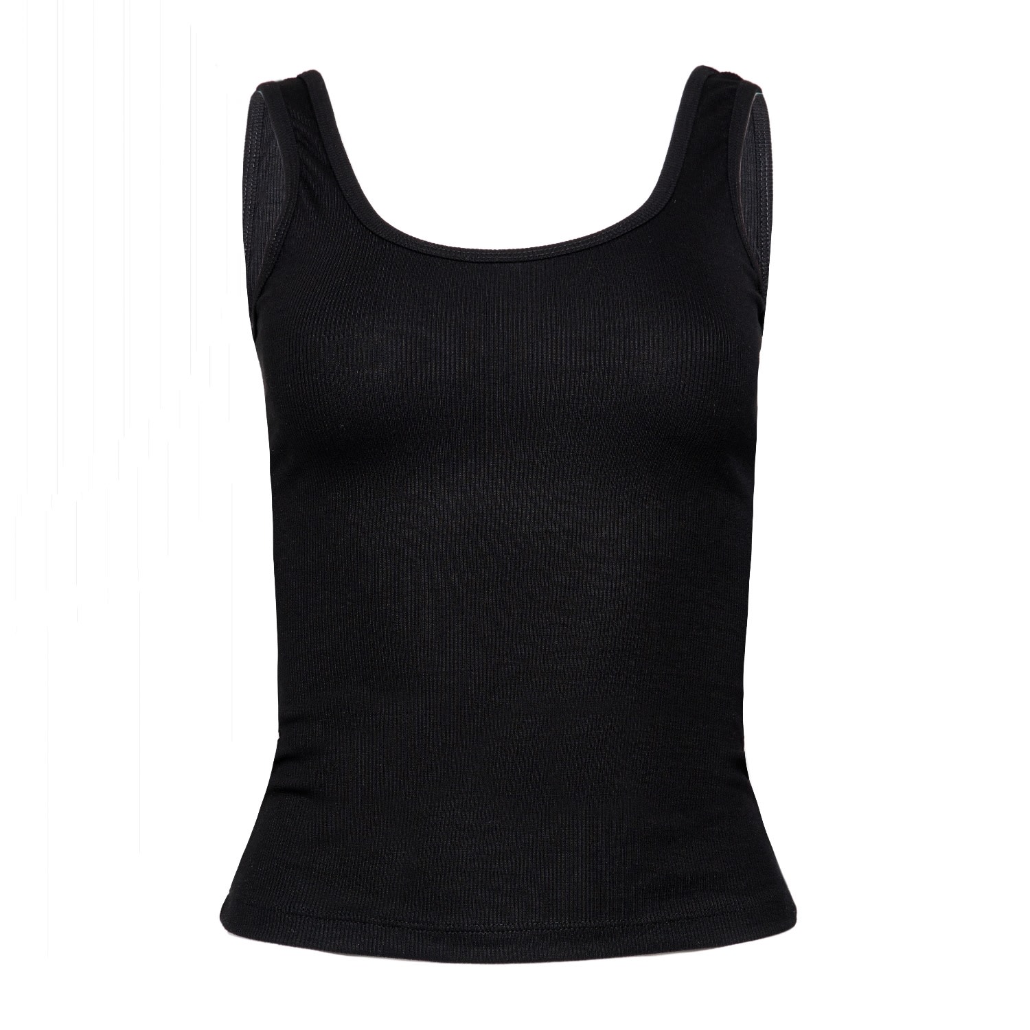 Women’s Clear Essential Scoop Neck Ribbed Sculpt-Body Tank Top In Black Small Earth Body