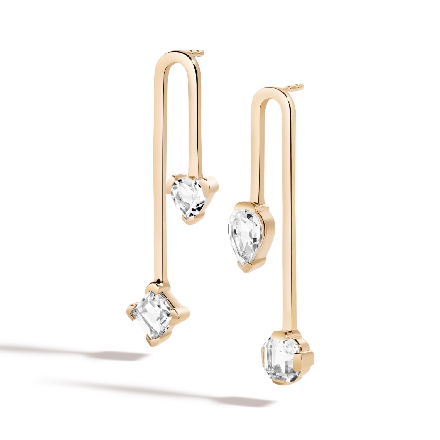 Women’s Gold / White On My Way To Wonderland Earrings - 18K Gold Vermeil Stud & Drop Earrings With White Topaz Gemstones Lúdere