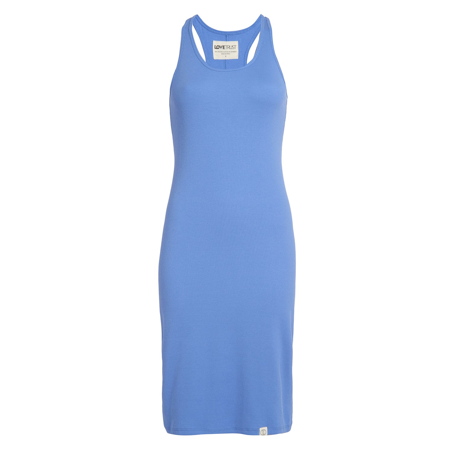 Women’s Pima Rib Knit L & L Racerback Dress - Blue Large Lovetrust