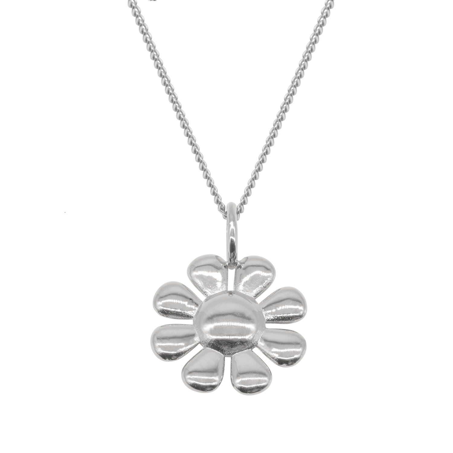 Women’s Daisy Flower Charm Silver Large Necklace Katie Mullally