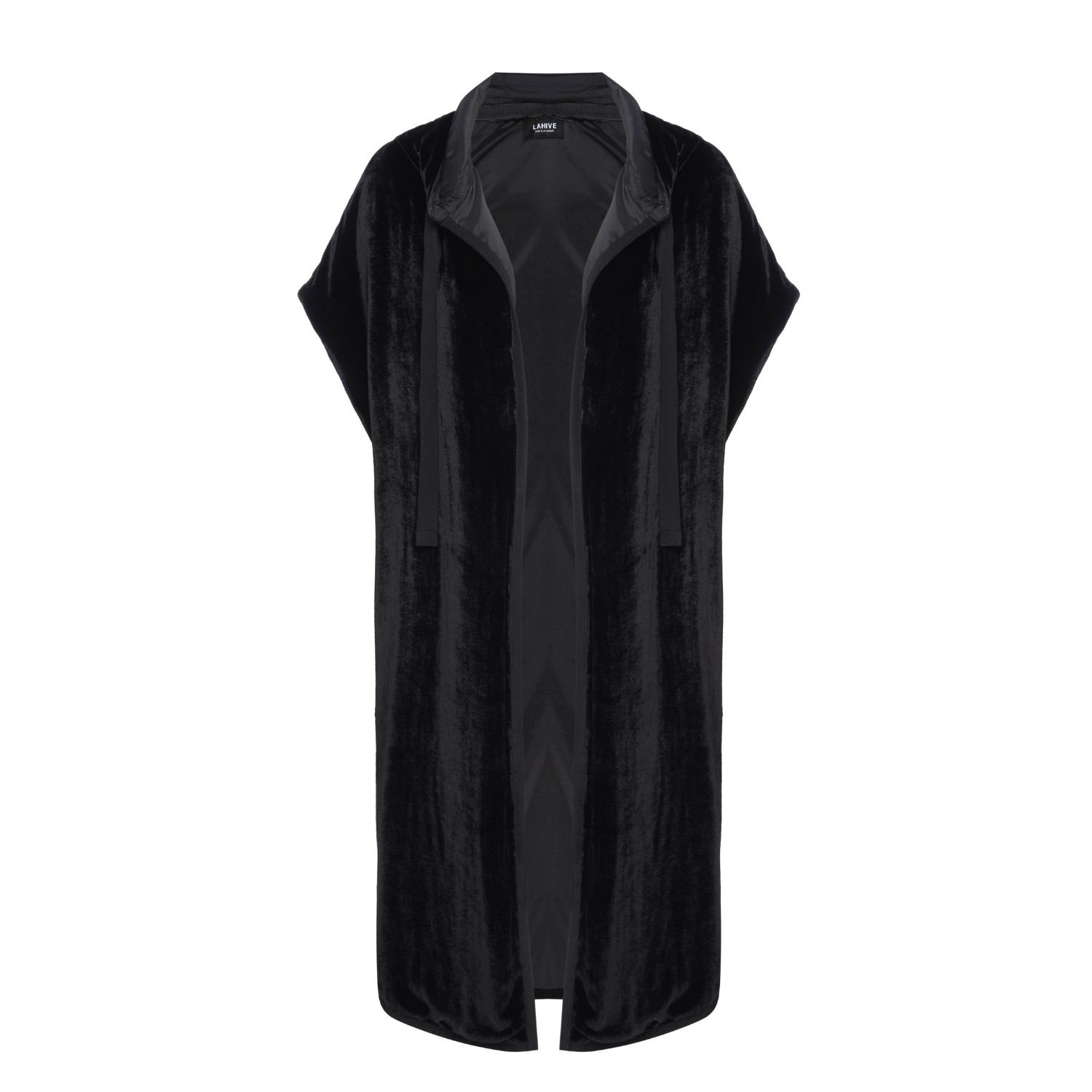 Women’s Black Luna Silk Velvet Vest Jacket One Size Lahive