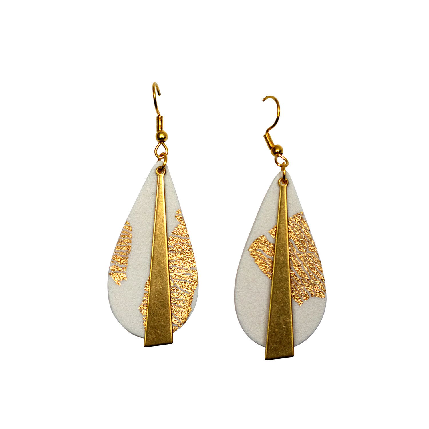 Women’s White / Gold Anais White And Gold Teardrop Earrings Ziolla Designs