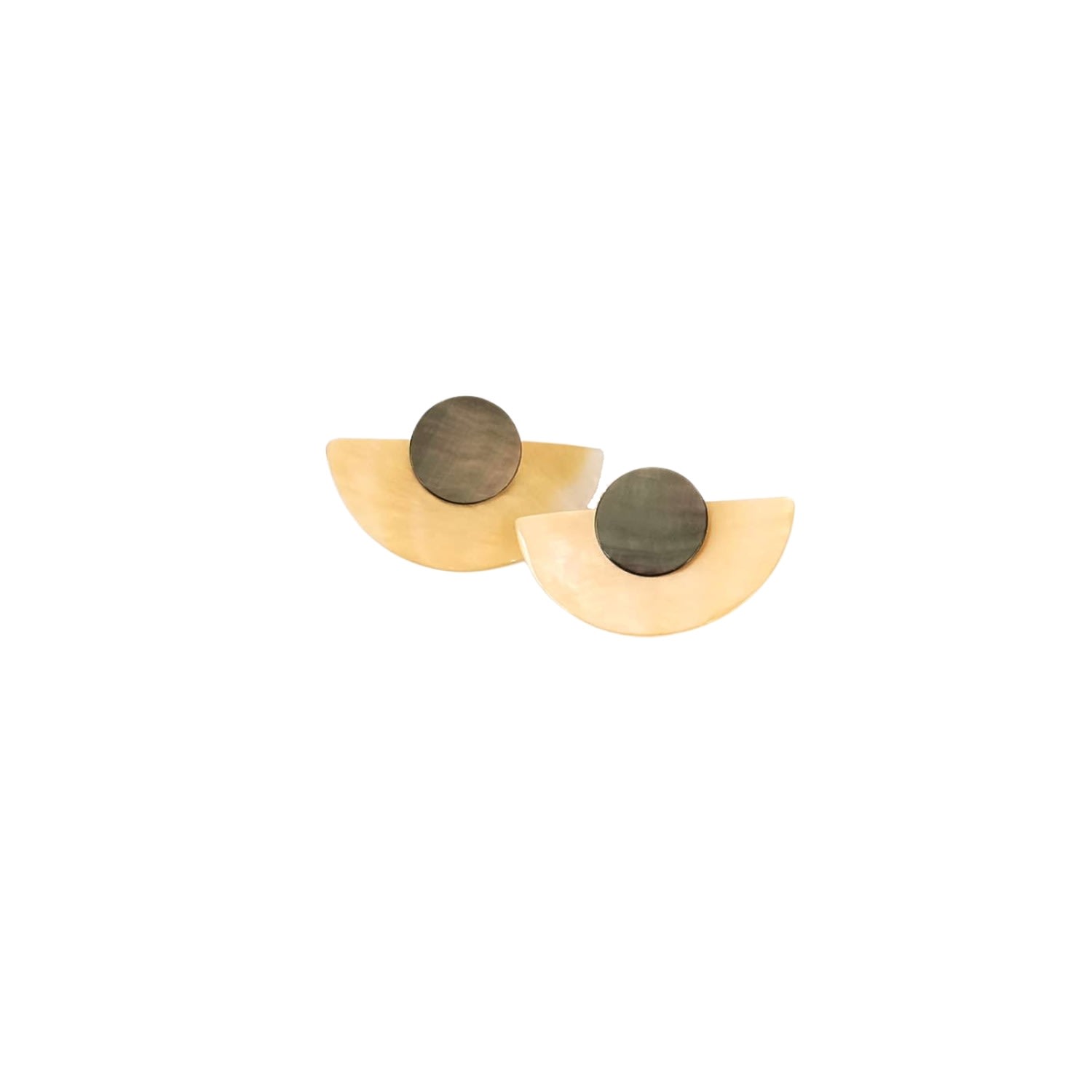 Women’s Dark Two-Tone Circle And Halfmoon Geometric Studs - Multicolour LikhÃ¢