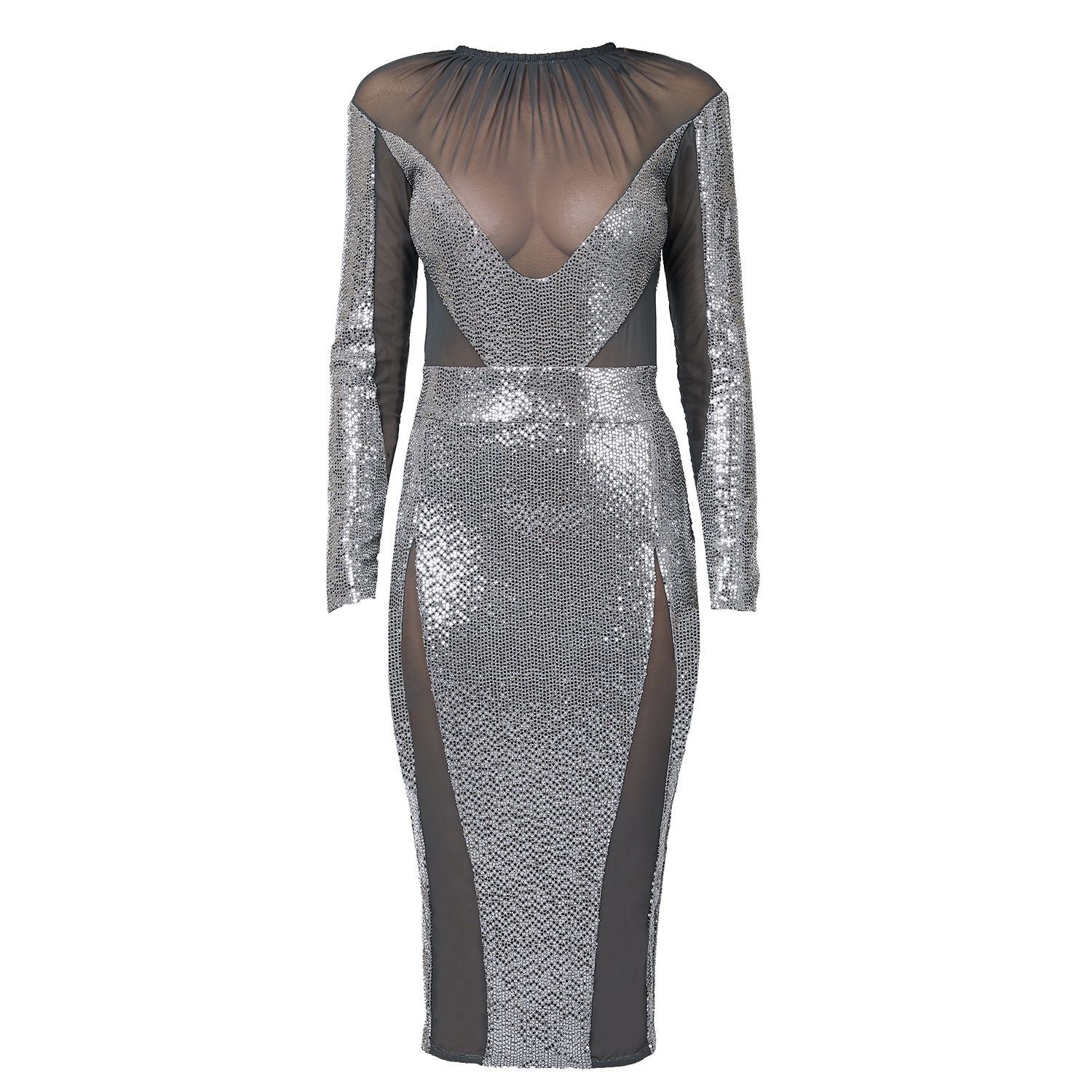 Women’s The Nocturnal Dress - Silver Sequin Small Bao Tranchi