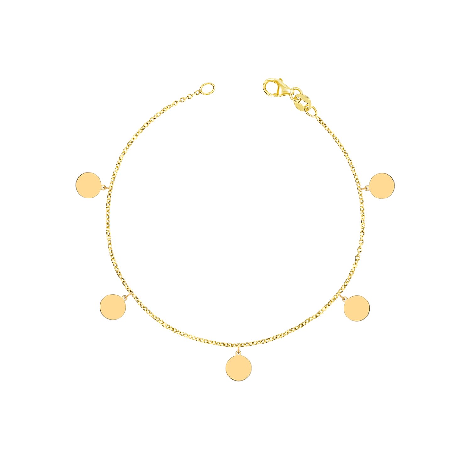 Women’s Gold Circle Disk Charm Gold Vermeil Bracelet Vicstonenyc Fine Jewelry