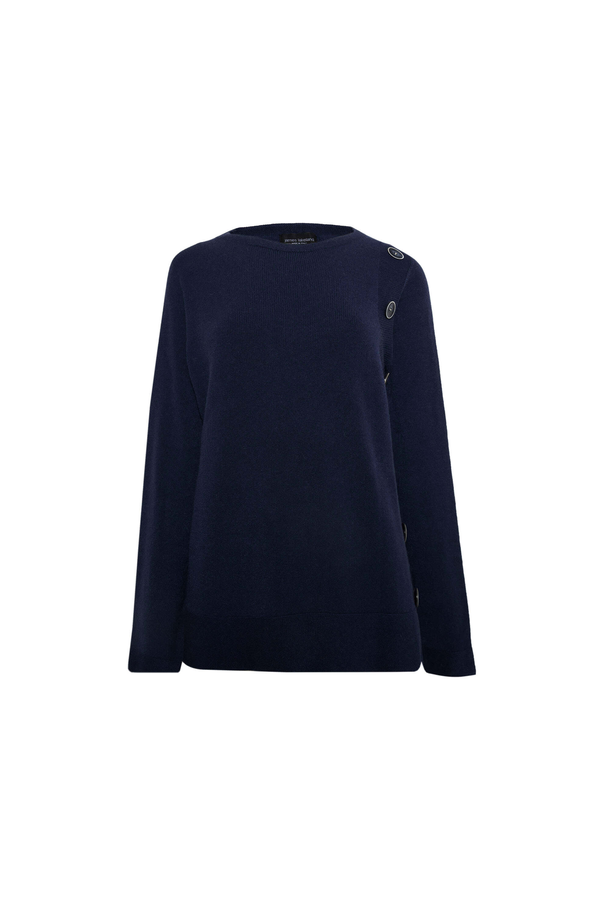 Women’s Blue Side Button Jumper Navy Large James Lakeland