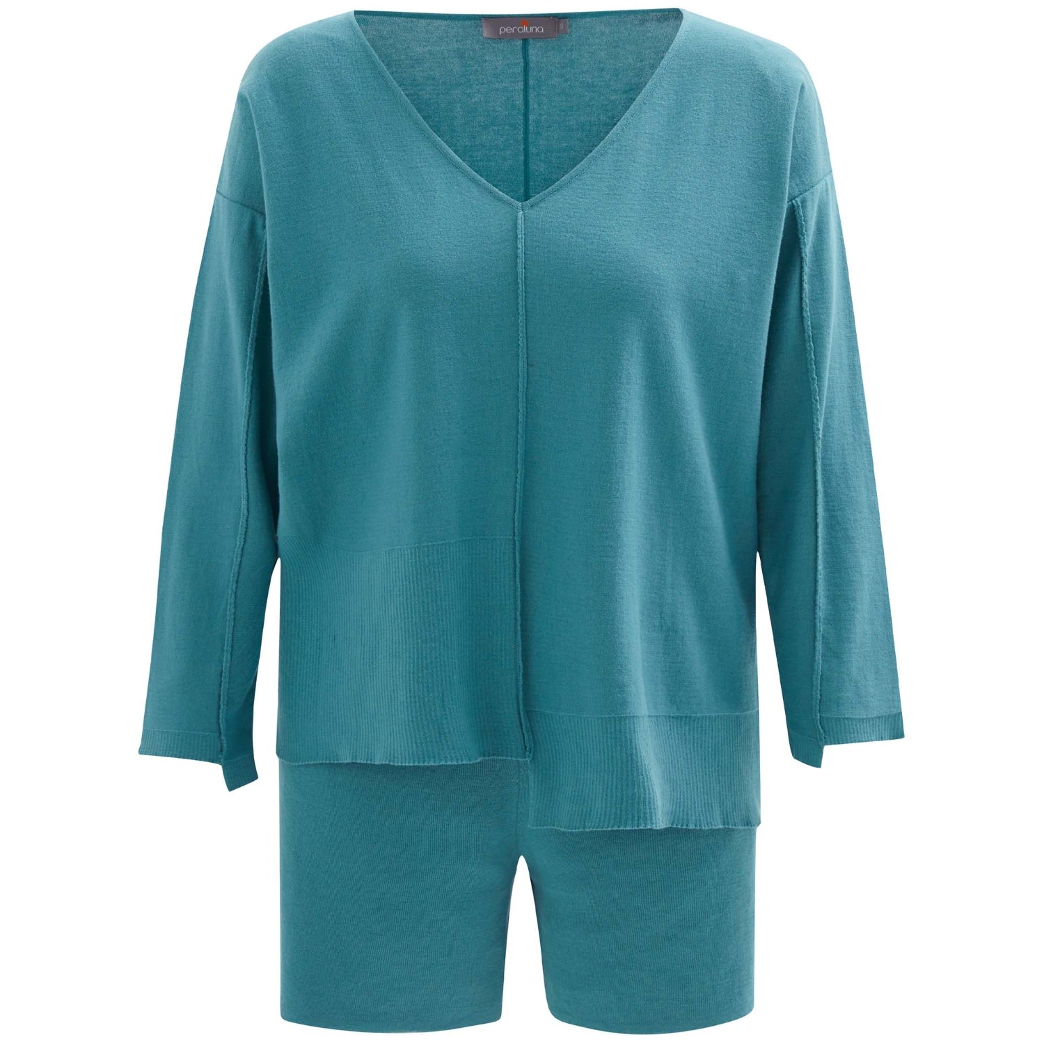 Women’s Blue Fine V-Neck Knitted Tunic In Turquoise Extra Large Peraluna