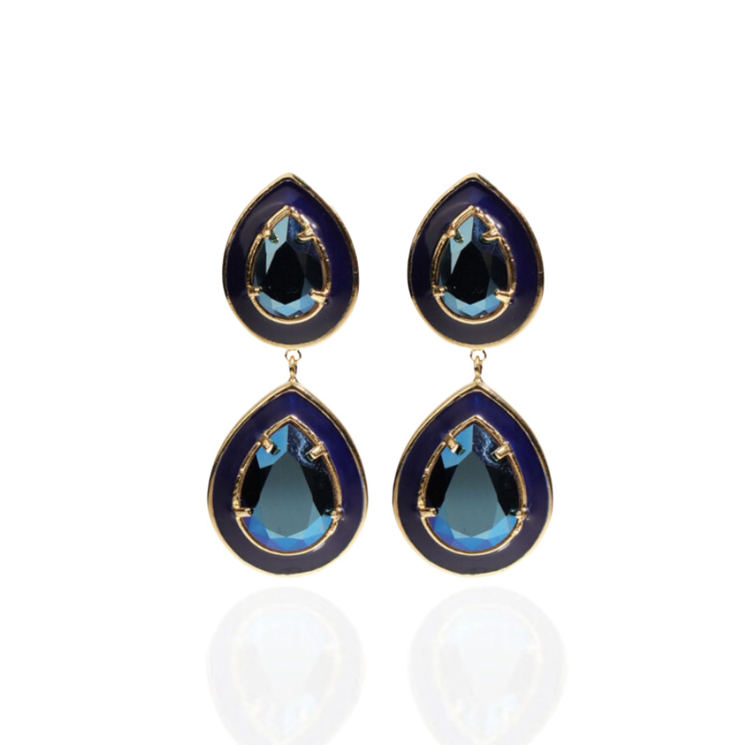 Women’s Ebony Blue Swarovski Statement Earrings Small Lina Paris