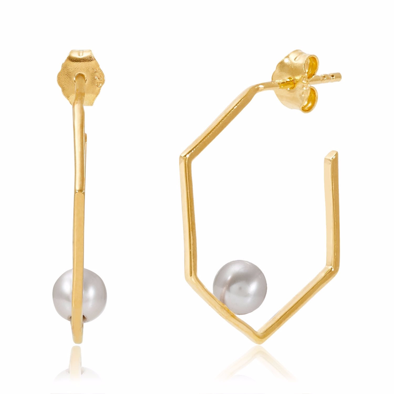 Women’s Minerva Gold Earrings With Grey Pearl Neola Design