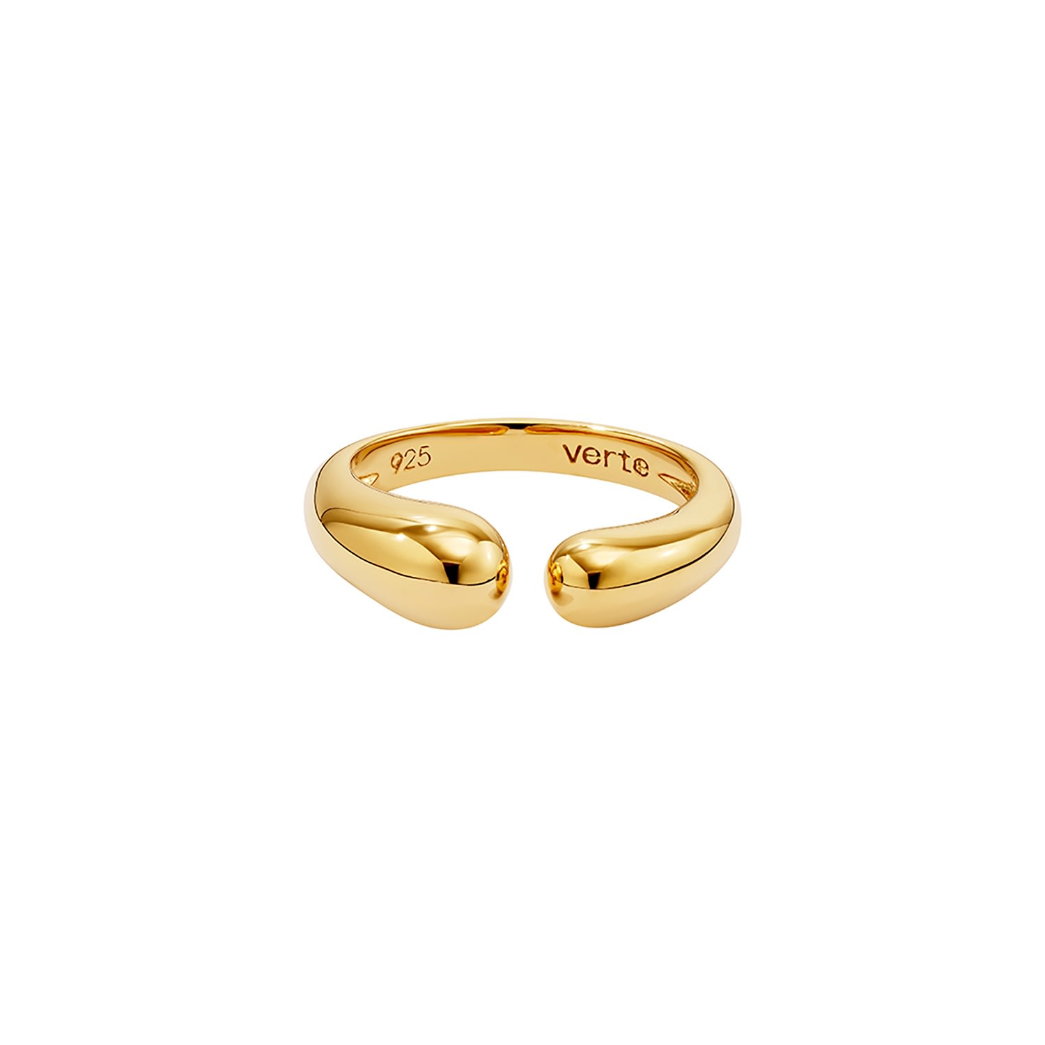 Women’s 925 Silver Epais Ouvert Ring - Gold Verte