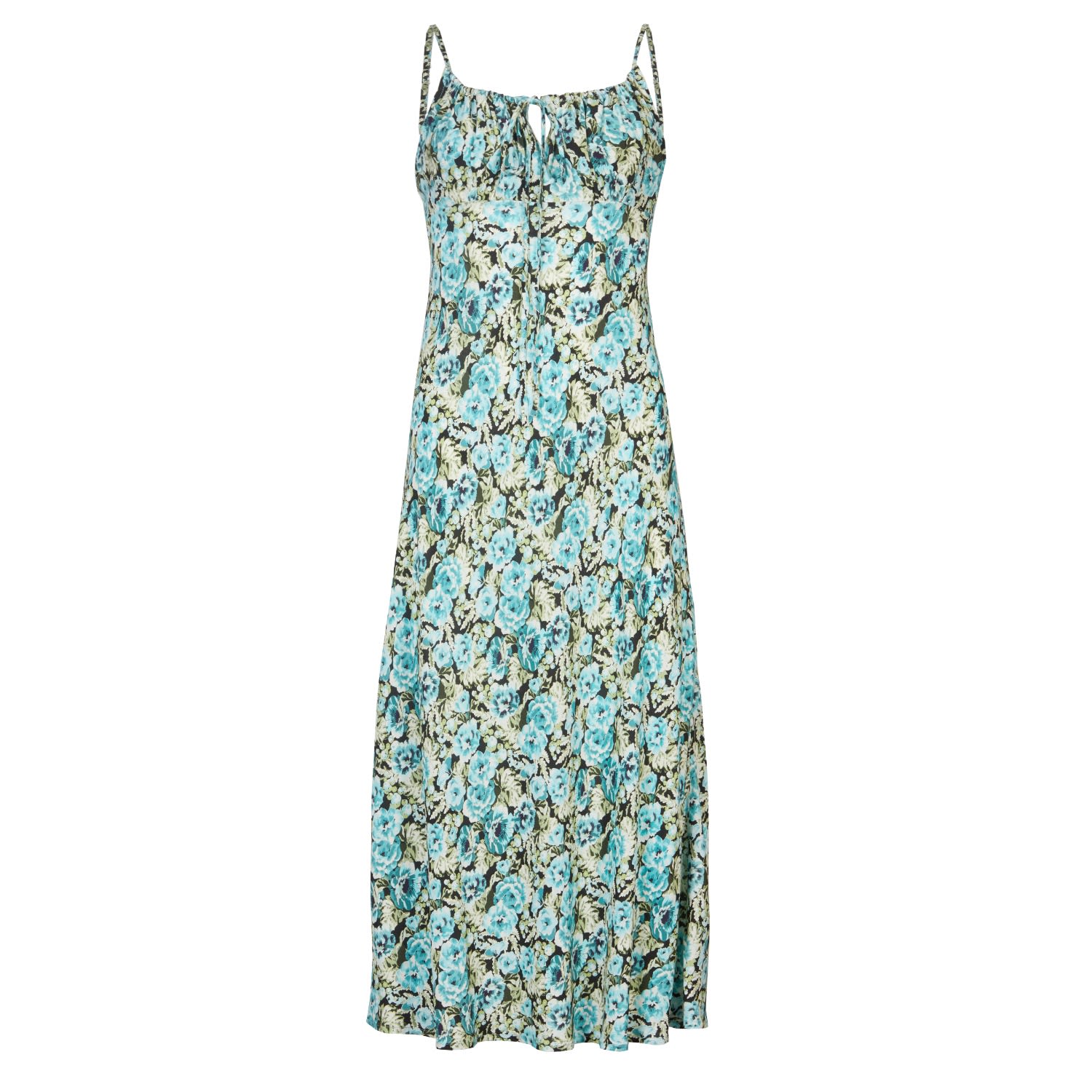 Women’s The Ivy Bias Strappy Midi Dress In Blue Floral Xxs Lavaand