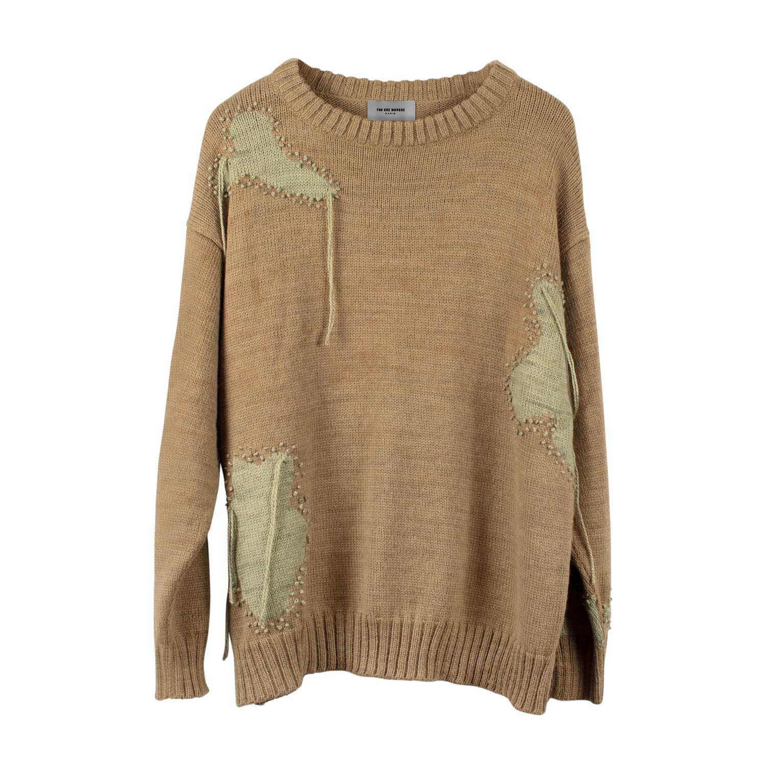 Men’s Neutrals Knitted Distressed Sweatshirt Moss Green Medium Pas Une Marque