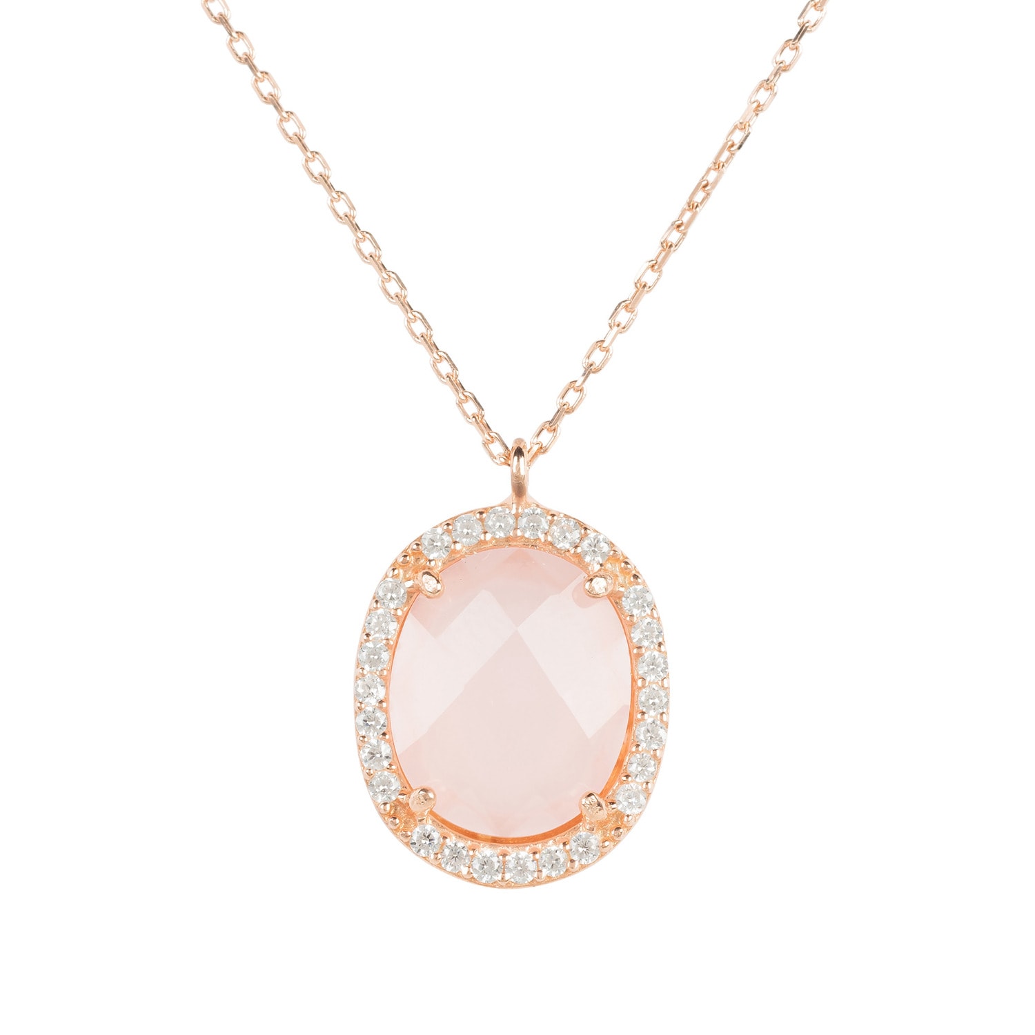 Women’s Neutrals / Rose Gold Beatrice Oval Gemstone Pendant Necklace Rose Gold Rose Quartz Latelita