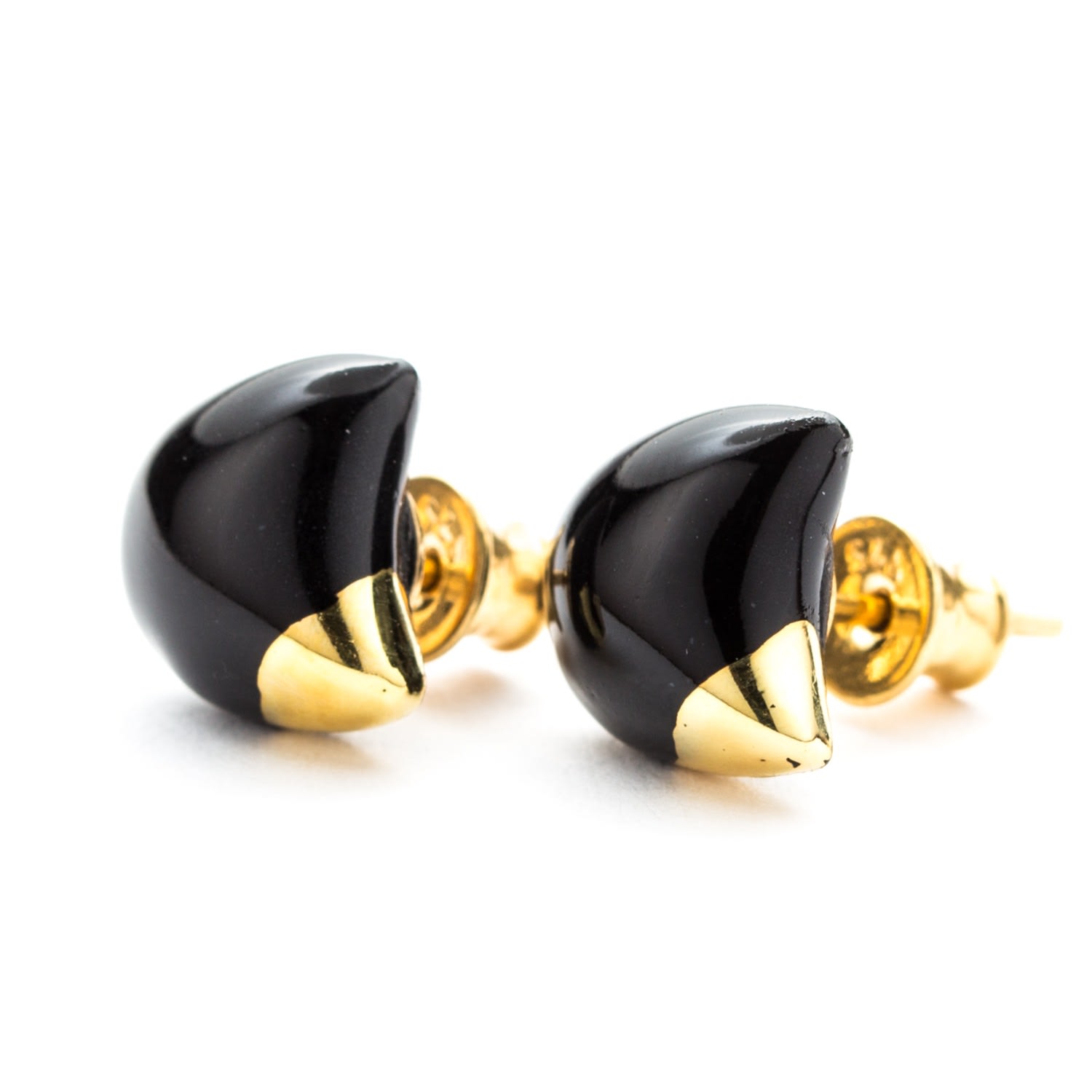 Women’s Black / Gold Tiny Black Cat Earrings - Golden Ear Cj314