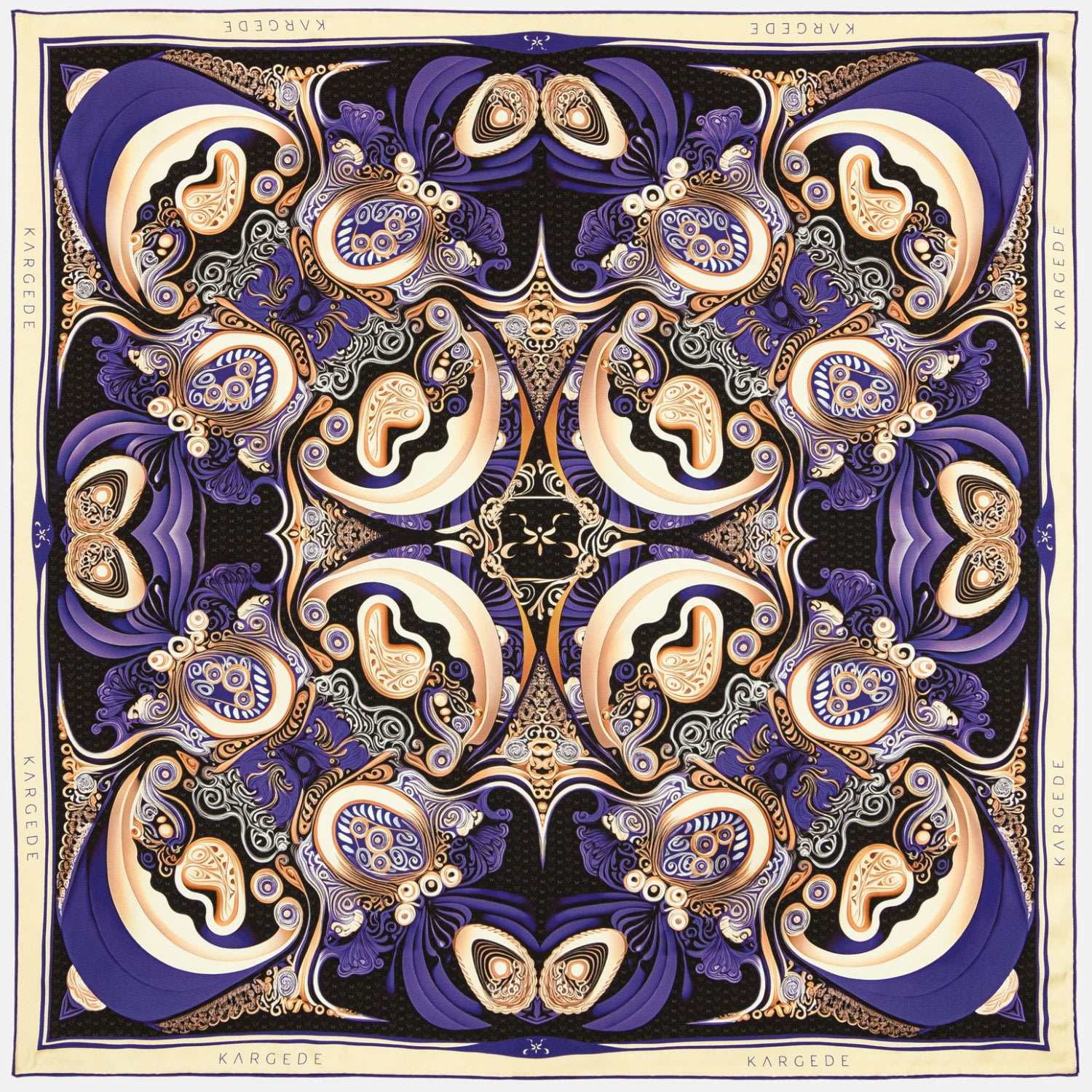 Women’s Finders Keepers - Purple Black Gold Double Sided Designer Silk Scarf One Size Kargede