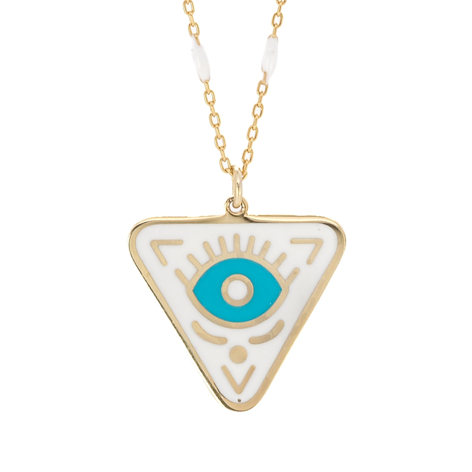 Women’s Gold / Blue / White Gold Plated Turquoise Evil Eye Chakra Necklace - Gold Ebru Jewelry