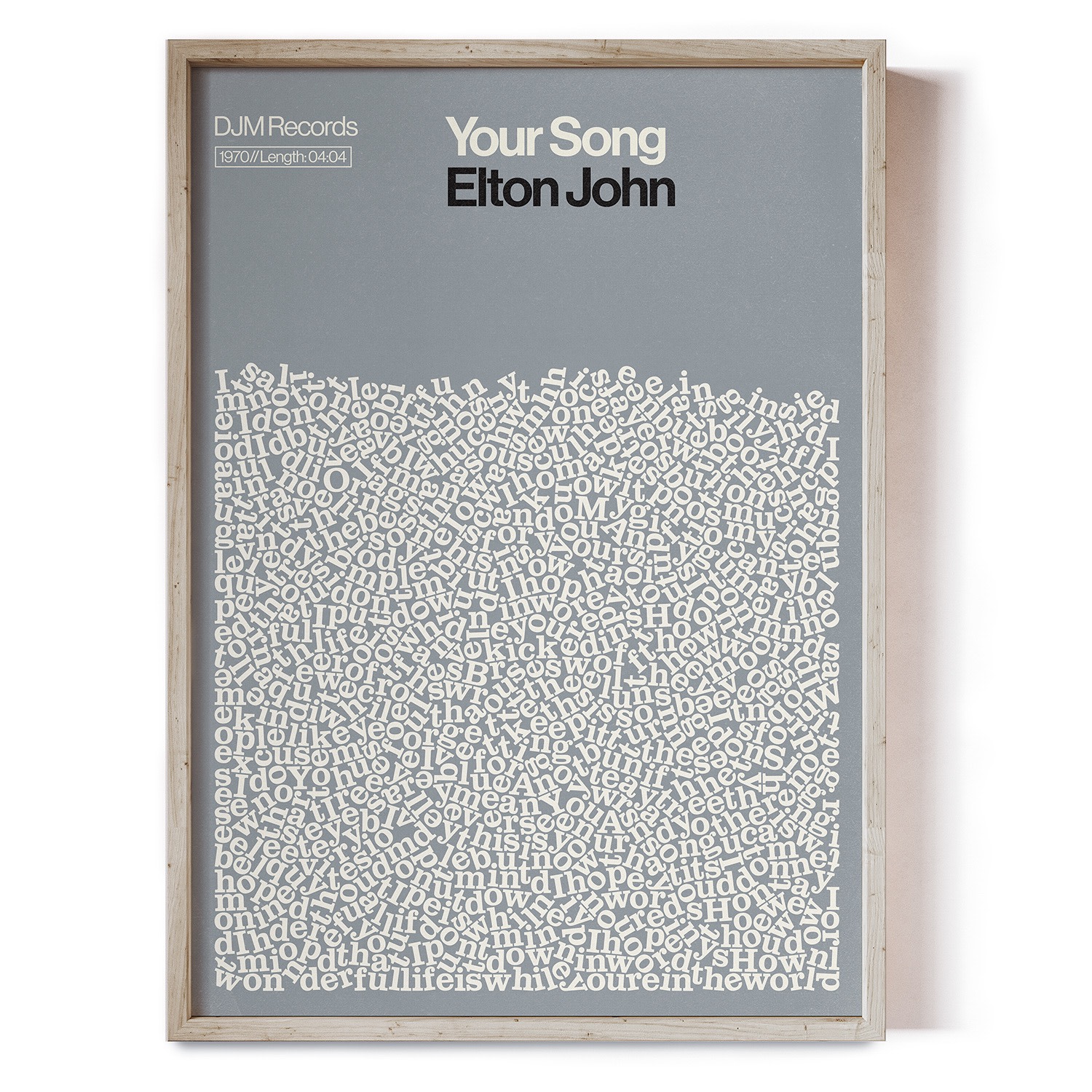 Your Song - Elton John - Song Lyric Print A3 297 X 420Mm Reign & Hail