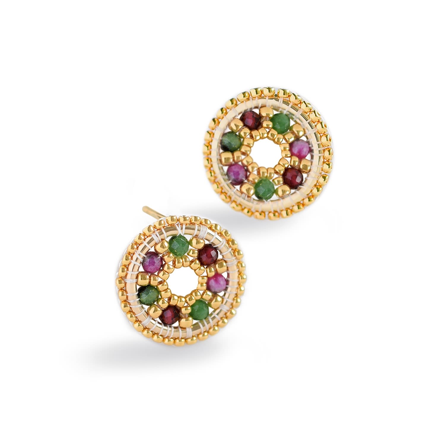 Women’s Pink / Purple / Green Celestia Prism Circle Earrings - Ruby Zoisite Eden + Elie