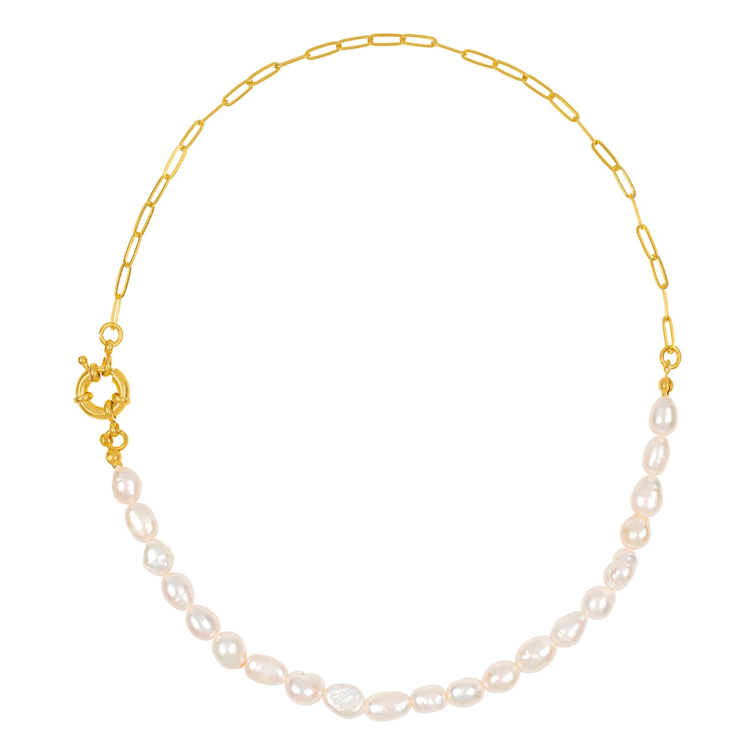 Women’s Gold / White Agnes Natural Pearl Chain Necklace Bonjouk Studio