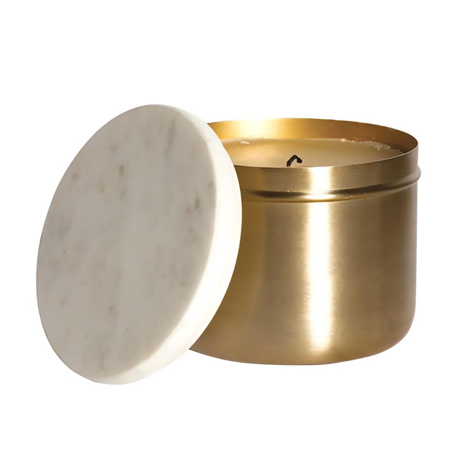 Gold Scented Candle In Brass Box Marble Cover Catchii