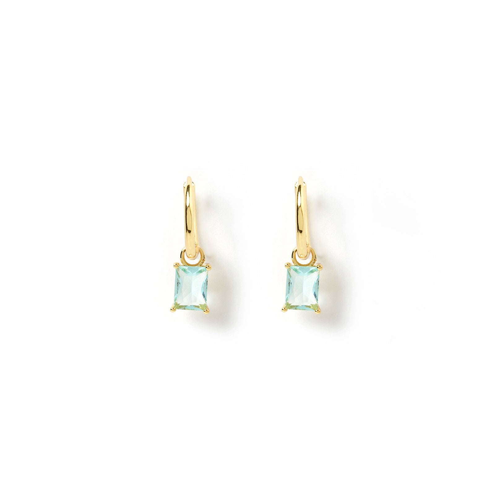 Women’s Gold / Blue Birthstone Charm Earrings March - Aquamarine Arms of Eve