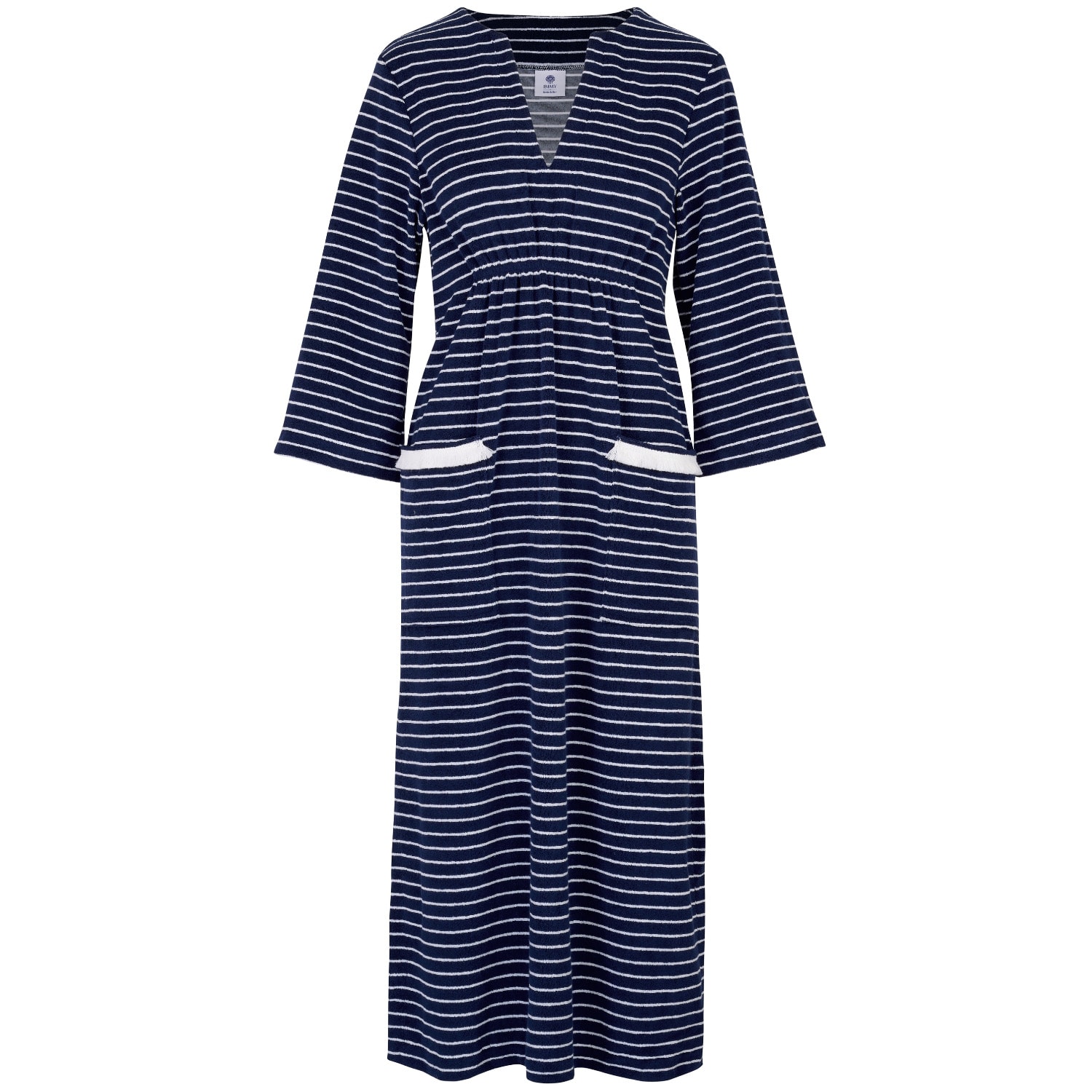 Women’s Blue Victoria Towelling Beach, Changing Robe Navy/White Medium Bridie & Bert Ltd