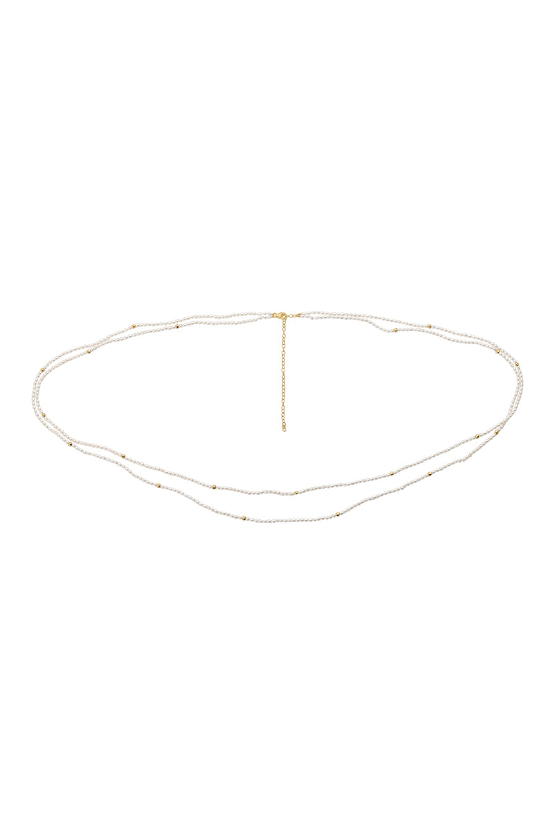 Women’s Gold / White Jayne Pearl And Gold Multiwear Belly Chain & Necklace Naiia