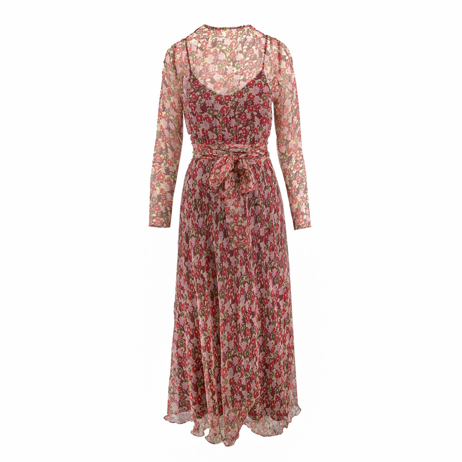 Women’s Brown Saira Midi Silk Dress Extra Small Framboise