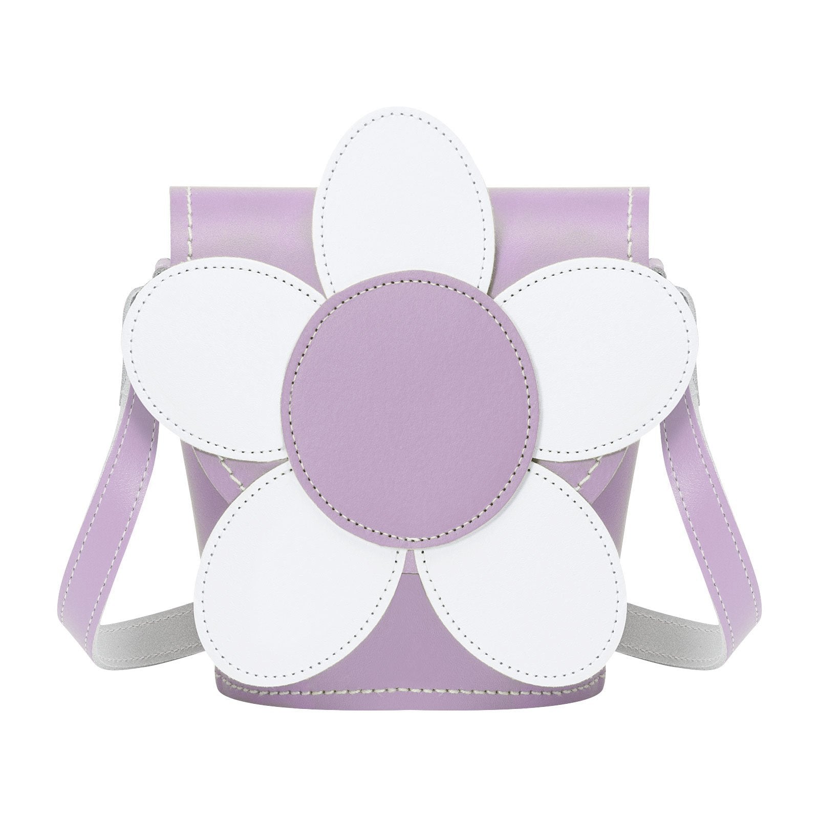 Women’s Pink / Purple / White Handmade Leather Daisy Barrel Bag - Pastel Violet One Size Zatchels