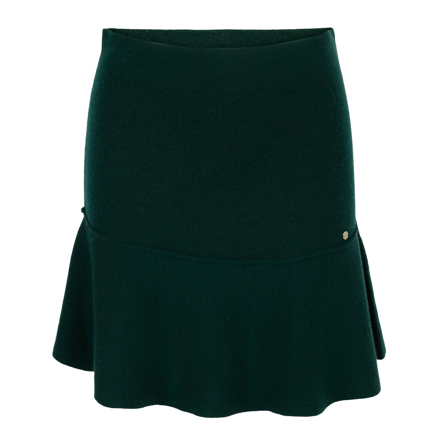 Women’s "Anita" Short Merino Wool Flared Skirt -Dark Green Large Tirillm