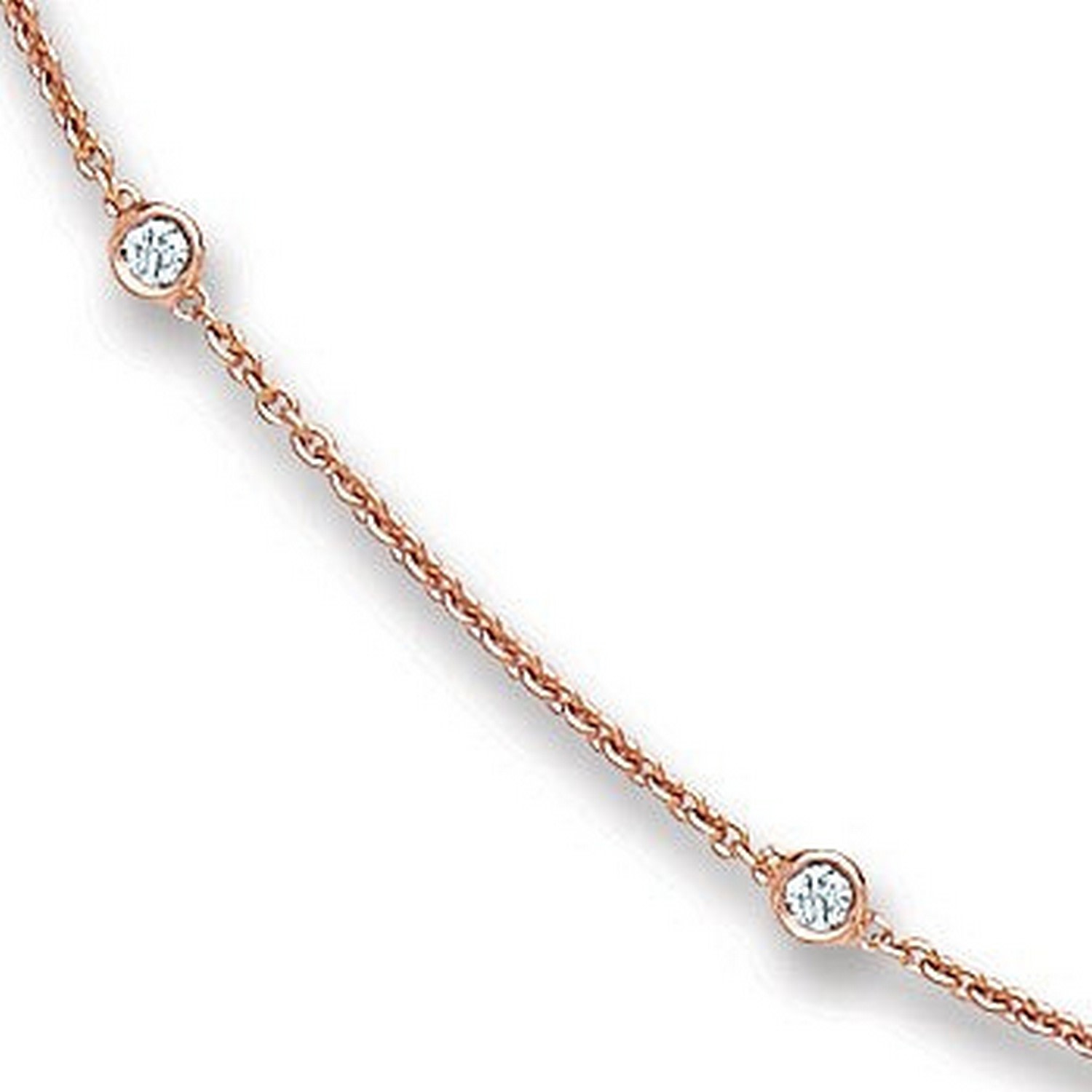 Women’s Rose Gold Diamond Bezel Chain By The Inch Necklace Half Carat Cervin Blanc