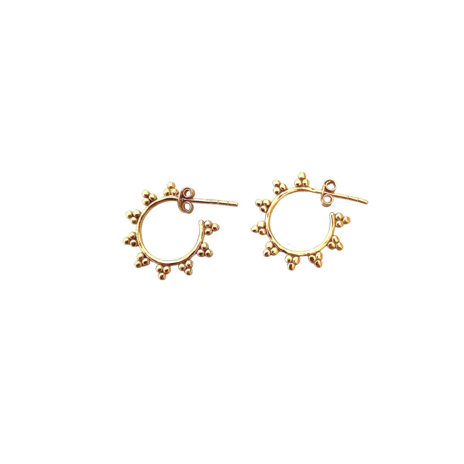 Women’s Granulated Mini Hoop Earrings - Gold Vermeil Rize