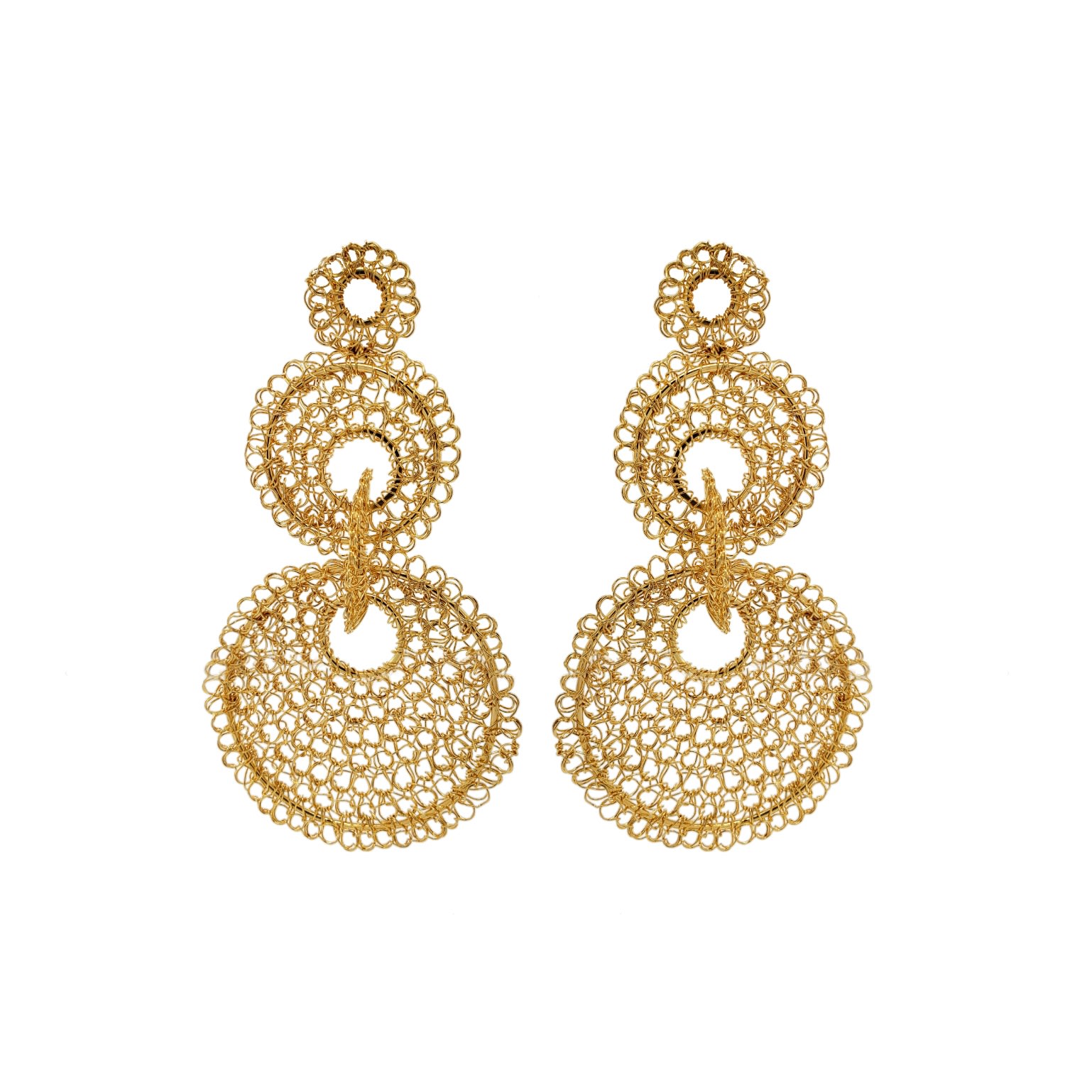 Women’s All Gold Iris Handmade Crochet Earrings Lavish by Tricia Milaneze