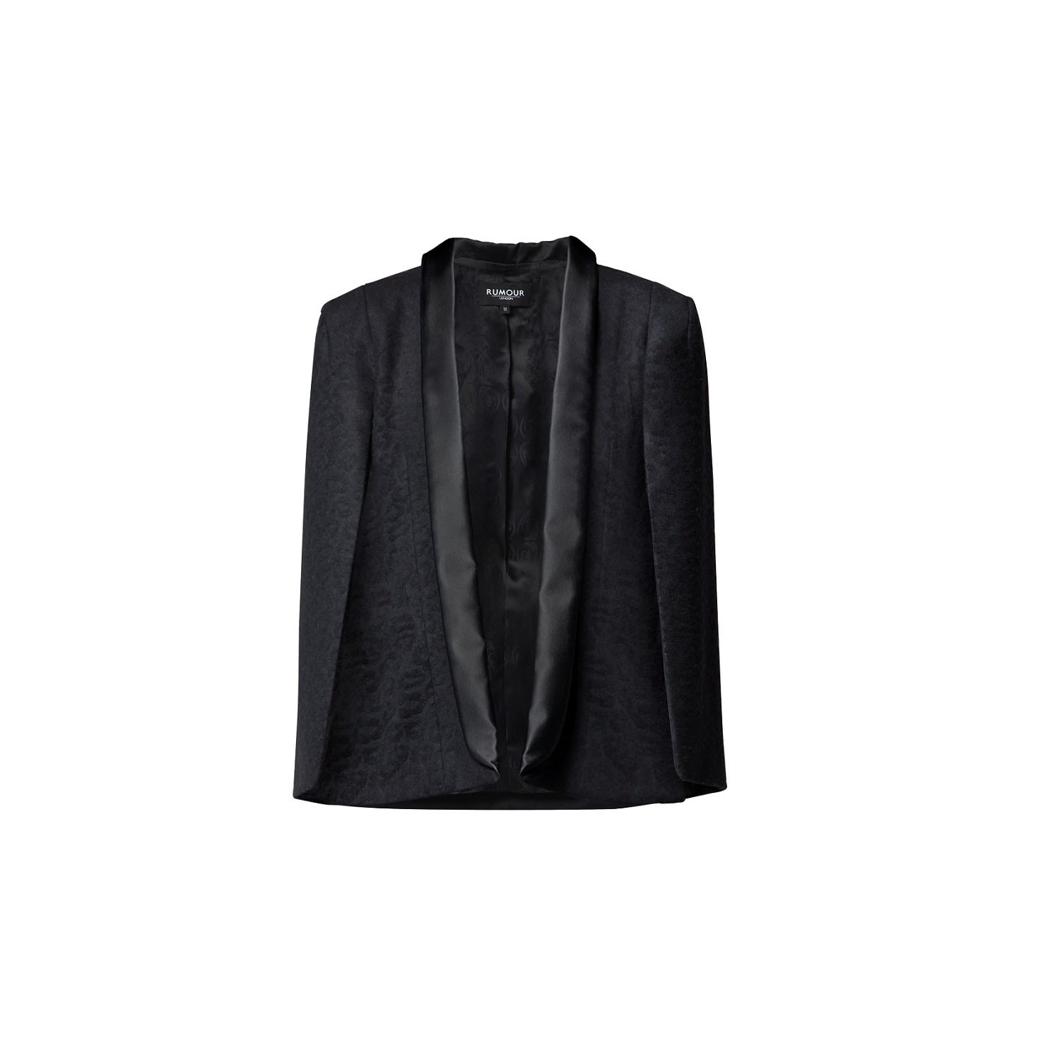 Women’s Black Stephanie Wool Tuxedo-Style Cape With Animal Jacquard Pattern Small Rumour London