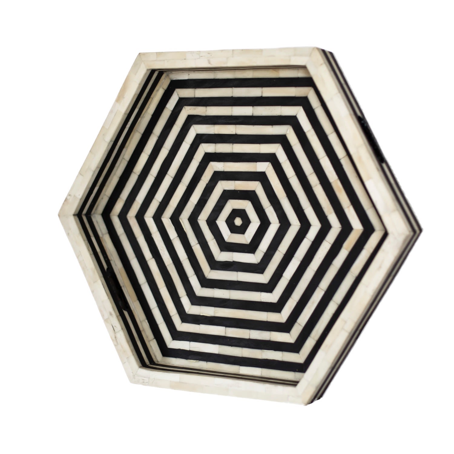 Black & White Hexagon Tray Le Jaana