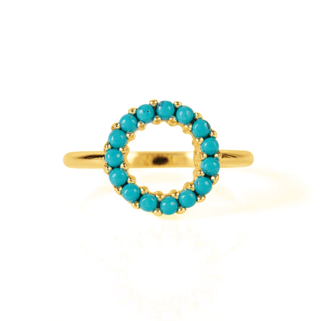 Women’s Halo Radiance Gold Vermeil Ring - Turquoise Charlotte’s Web Jewellery