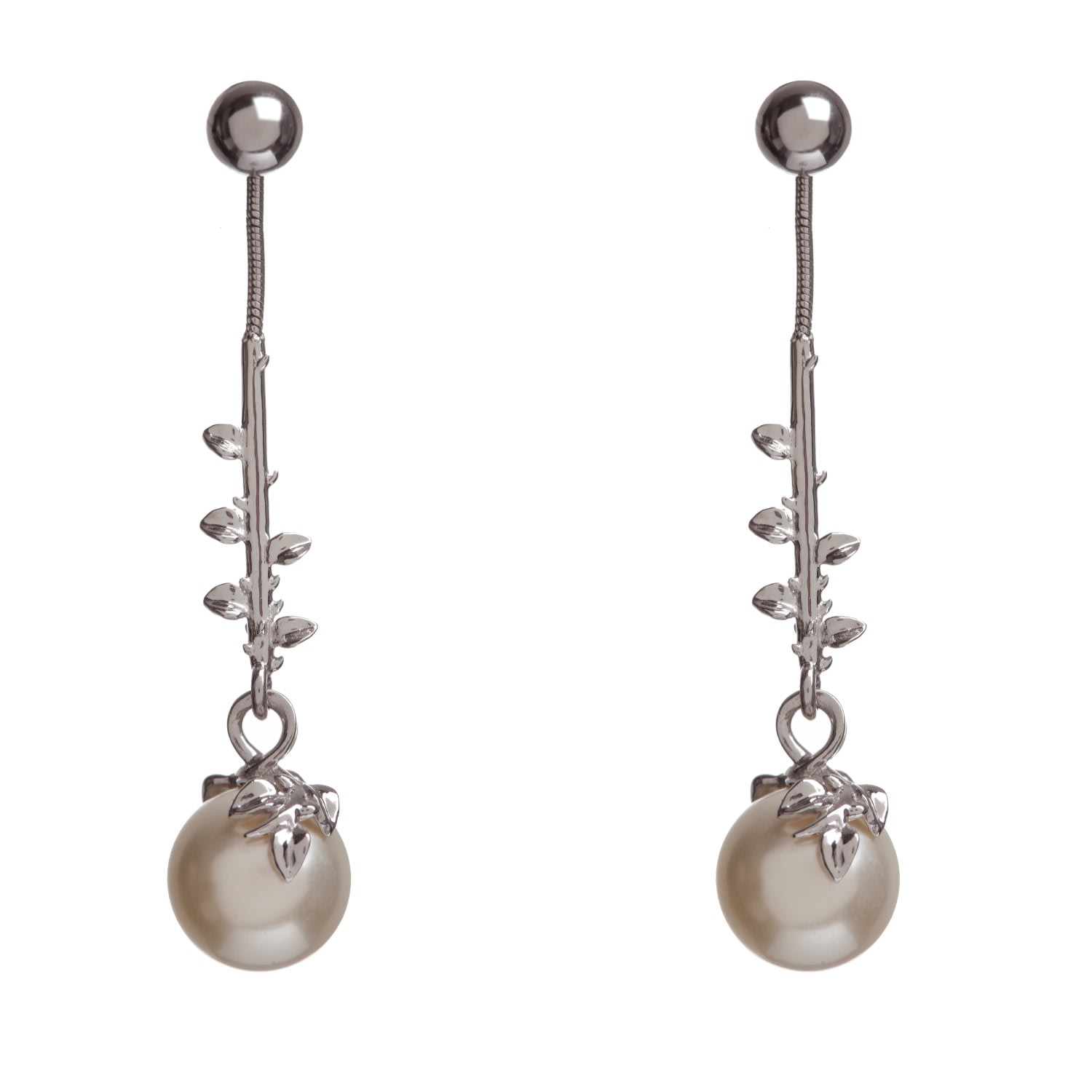 Women’s Silver Ivory Pearl Drop Earrings Kasun