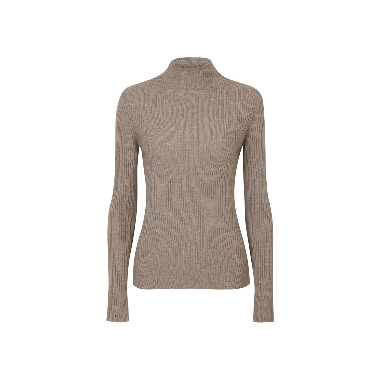 Women’s Neutrals Slim Fit Ribbed Cashmere Turtleneck Sweater, Beige Small Callaite